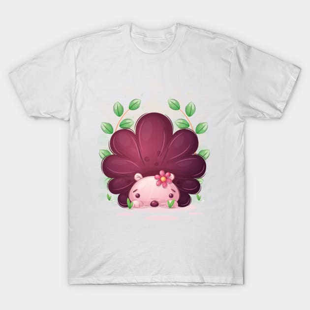 Cute hedgehog with flower T-Shirt by NoonDesign